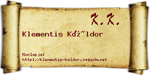 Klementis Káldor névjegykártya